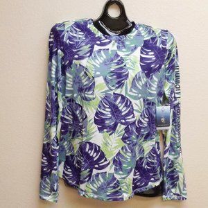 Silver Bait Long Sleeve Swim Shirt, Purple/Lime Green Women's Size Large